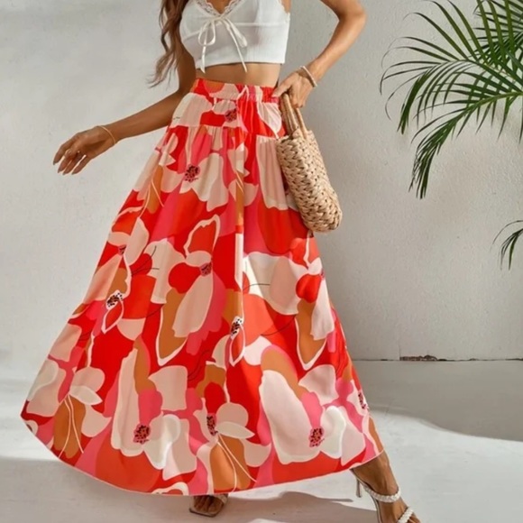 Bohemian Floral Tropical Print Maxi Skirt - Picture 10 of 12